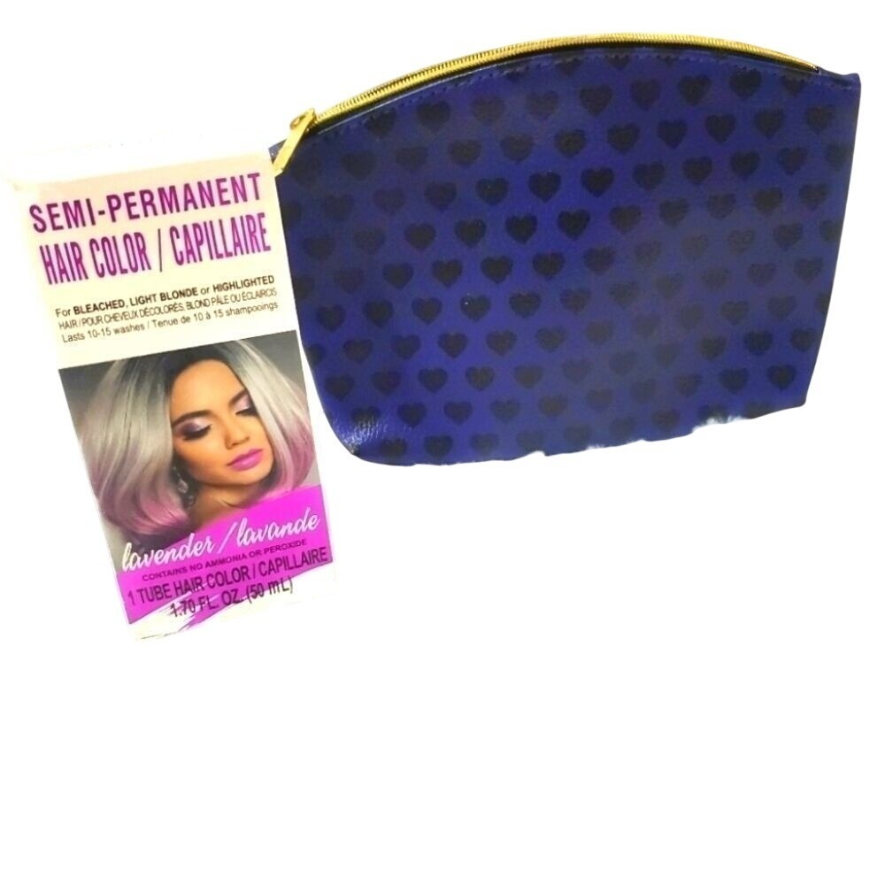 Semi Permanent Lavender Hair Color Bleached Blonde Highlighted + Makeup Bag - Picture 1 of 7